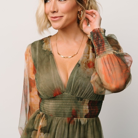 Baltic Born Layla Tulle Maxi Dress | Olive + Rust Size LL - Picture 5 of 5